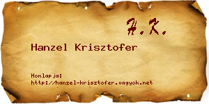 Hanzel Krisztofer névjegykártya